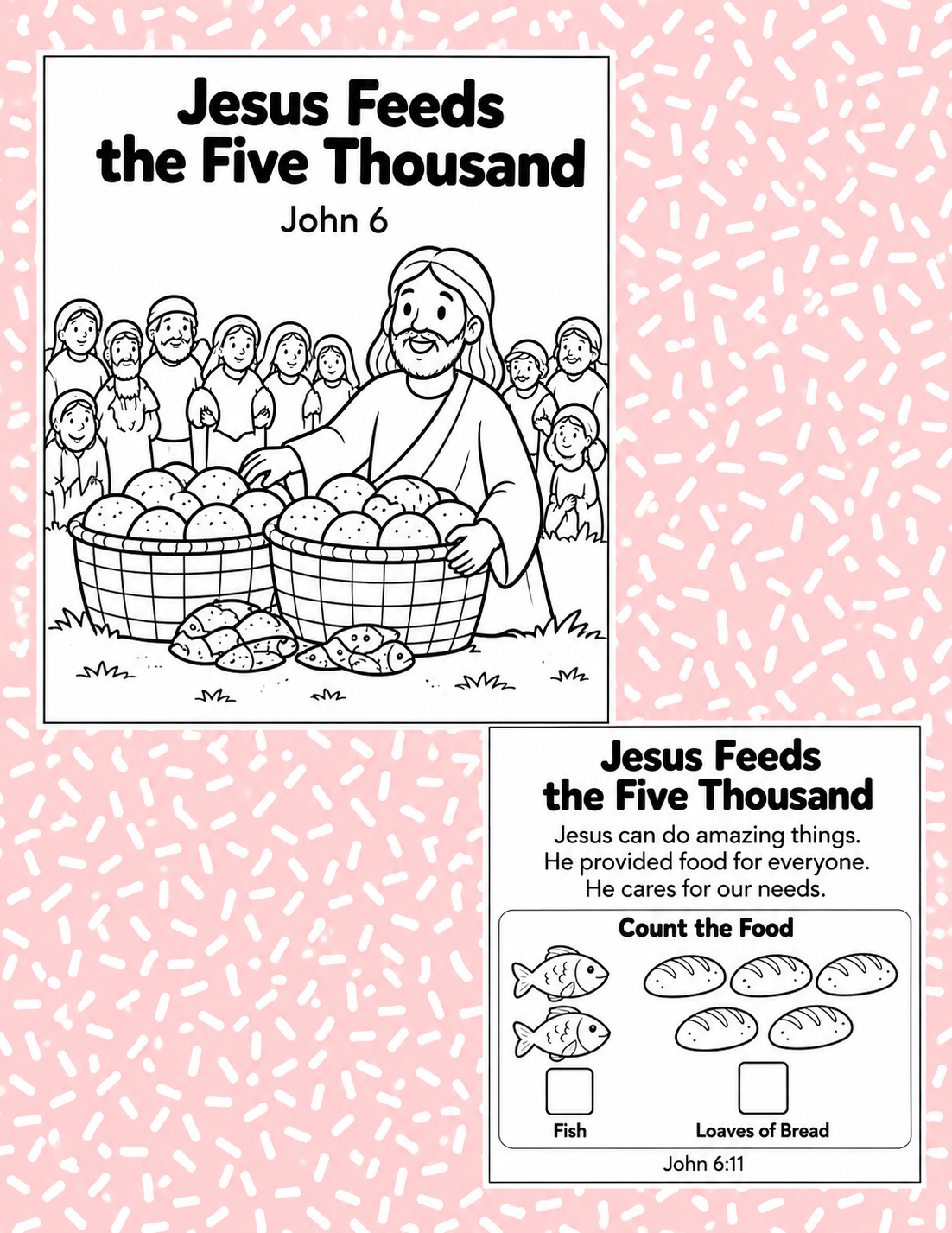 Jesus Feeds 5000 People - Bible Coloring Page