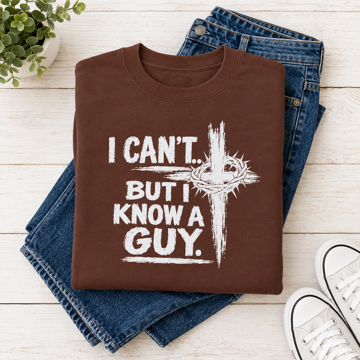 I can't but i know a guy" Jesus - Unisex Fleece Crewneck Sweatshirt